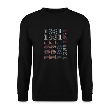 Jahrgang 1981 Geburtstagsgeschenk 1981 Retro 1981 - Unisex Pullover - Schwarz - Vorne - Alina (178cm) & Michal (187cm)