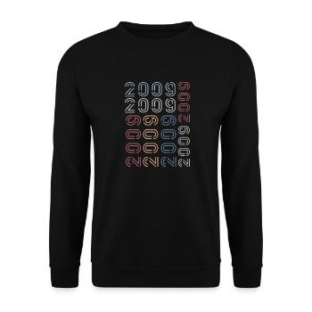 Geboren im Jahr 2009 Retro 2009 Geburtstagsgeschenk 2009 - Unisex Pullover - Schwarz - Vorne - Alina (178cm) & Michal (187cm)