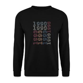 Jahrgang 1990 Geburtstagsgeschenk 1990 Retro 1990 - Unisex Pullover - Schwarz - Vorne - Alina (178cm) & Michal (187cm)