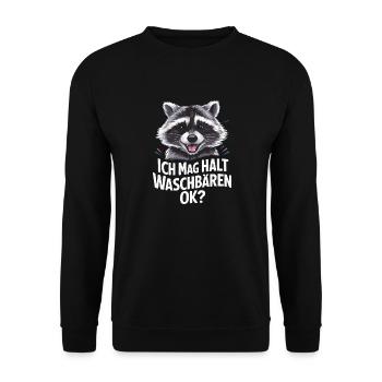 Waschbär Tier Barbados-Waschbär - Unisex Pullover - Schwarz - Vorne - Alina (178cm) & Michal (187cm)