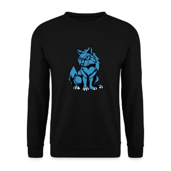 wolf comic tier - Unisex Pullover - Schwarz - Vorne - Alina (178cm) & Michal (187cm)