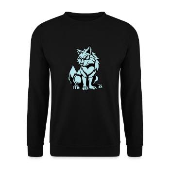 wolf comic tier - Unisex Pullover - Schwarz - Vorne - Alina (178cm) & Michal (187cm)