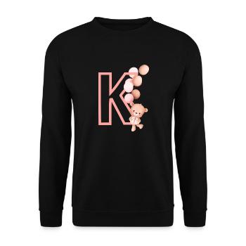 Lettre k rose ours - Sweat-shirt Unisexe - noir - Devant - Alina (178cm) & Michal (187cm)