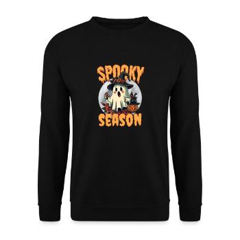 Gruselige Jahreszeit Kawaii Halloween Boo Geist - Unisex Pullover - Schwarz - Vorne - Alina (178cm) & Michal (187cm)