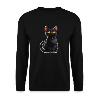 Chat noir - Sweat-shirt Unisexe - noir - Devant - Alina (178cm) & Michal (187cm)