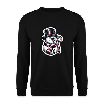Schneemann mit Zuckerstange - Unisex Pullover - Schwarz - Vorne - Alina (178cm) & Michal (187cm)