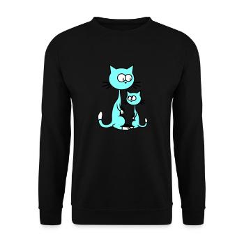 2 chats curieux à l’air drôle maman papa enfant - Sweat-shirt Unisexe - noir - Devant - Alina (178cm) & Michal (187cm)