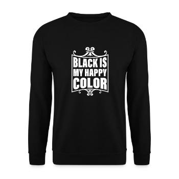 "Black is my happy color – Statement Shirt" - Unisex Pullover - Schwarz - Vorne - Alina (178cm) & Michal (187cm)