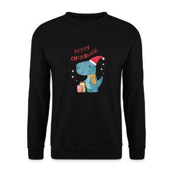 Christmas Dino - Unisex Pullover - Schwarz - Vorne - Alina (178cm) & Michal (187cm)