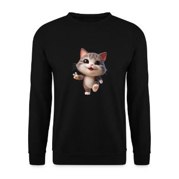 Katze 2 - Unisex Pullover - Schwarz - Vorne - Alina (178cm) & Michal (187cm)