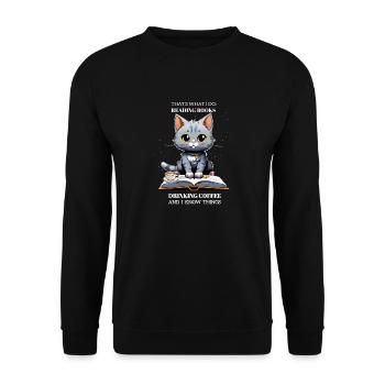 Chat Intello et Café - Unisex Sweatshirt - black - Front - Alina (178cm) & Michal (187cm)