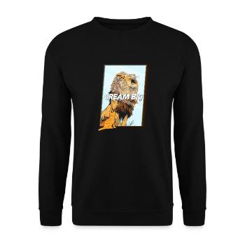 Dream Big Katze Löwe - Unisex Pullover - Schwarz - Vorne - Alina (178cm) & Michal (187cm)