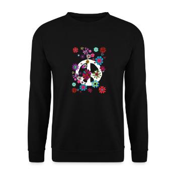 Flower Power Peace & Power Unisexe - Sweat-shirt Unisexe - noir - Devant - Alina (178cm) & Michal (187cm)