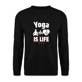 Yoga ist das Leben - Unisex Pullover - Schwarz - Vorne - Alina (178cm) & Michal (187cm)