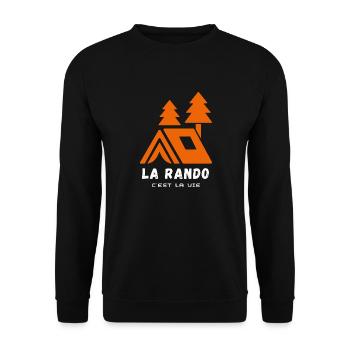 Wandern ist Leben. Humor, Leidenschaft, Wandern - Unisex Pullover - Schwarz - Vorne - Alina (178cm) & Michal (187cm)