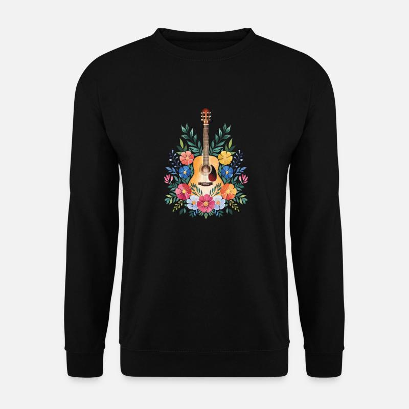 Floral Guitar Harmony - Unisex Sweatshirt - black