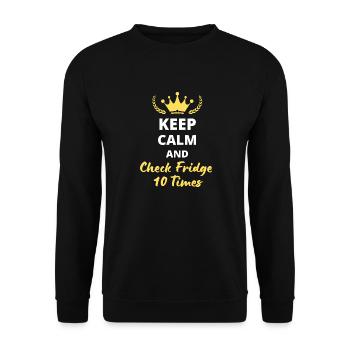 "Keep Calm and Check Fridge 10 Times" - Unisex Sweatshirt - black - Front - Alina (178cm) & Michal (187cm)