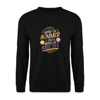 Der Sommer und die Eistee-Vibes - Unisex Pullover - Schwarz - Vorne - Alina (178cm) & Michal (187cm)