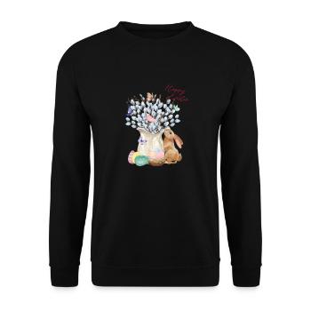 Joyeuses Pâques - Saule aux œufs de Pâques - Sweat-shirt Unisexe - noir - Devant - Alina (178cm) & Michal (187cm)