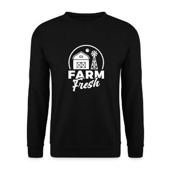 Farm Sweet Farm Geschenk Spruch Bauer Landleben - Unisex Pullover - Schwarz - Vorne - Alina (178cm) & Michal (187cm)
