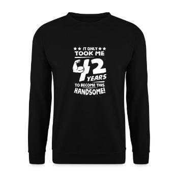Happy 42 Years Old - Unisex Sweatshirt - black - Front - Alina (178cm) & Michal (187cm)