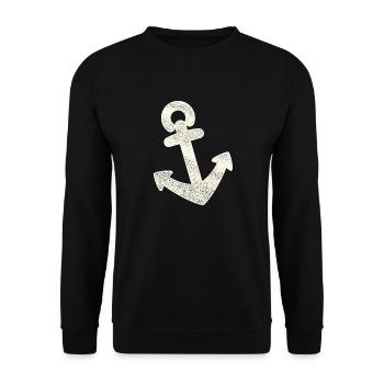 Anker distressed - Unisex Pullover - Schwarz - Vorne - Alina (178cm) & Michal (187cm)