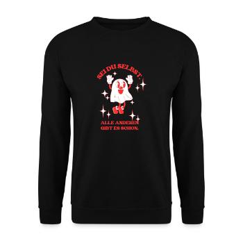 Be Yourself – Funny Ghost Design - Unisex Sweatshirt - black - Front - Alina (178cm) & Michal (187cm)