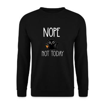 Nope not today cat with pizza - Unisex Pullover - Schwarz - Vorne - Alina (178cm) & Michal (187cm)