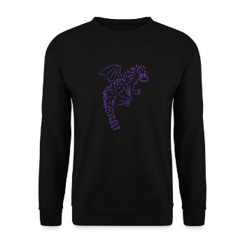 Nuri der kleine Drache, lila - Unisex Pullover - Schwarz - Vorne - Alina (178cm) & Michal (187cm)