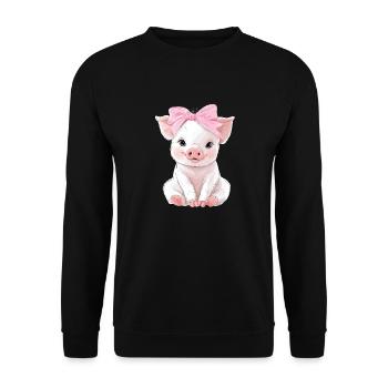 Mignon bébé cochon noeud - Sweat-shirt Unisexe - noir - Devant - Alina (178cm) & Michal (187cm)