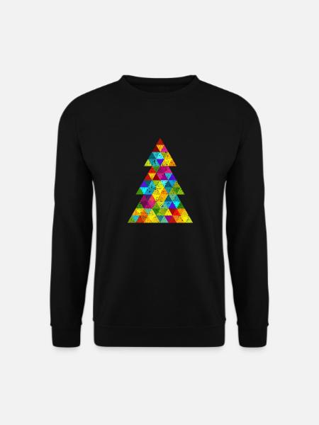 bunter Weihnachtsbaum Oh Tannenbaum Hipster Grunge - Unisex Pullover - Schwarz