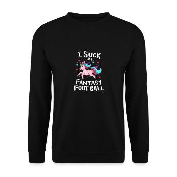 I Suck At Fantasy Football Einhorn - Unisex Pullover - Schwarz - Vorne - Alina (178cm) & Michal (187cm)
