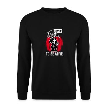 Quel moment pour être en vie - Halloween Humor - Sweat-shirt Unisexe - noir - Devant - Alina (178cm) & Michal (187cm)