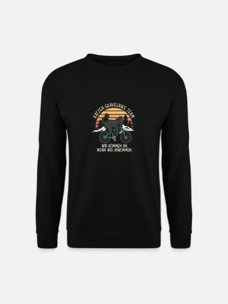 Katze Gravelbike Team Fahrrad Bike Faul Lustig - Unisex Pullover - Schwarz
