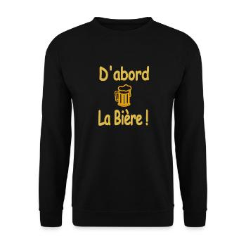 D'abord la bière ! - Sweat-shirt Unisexe - noir - Devant - Alina (178cm) & Michal (187cm)