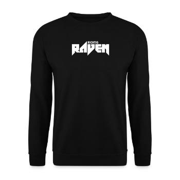 Richtig Raven Schriftzug - Unisex Pullover - Schwarz - Vorne - Alina (178cm) & Michal (187cm)