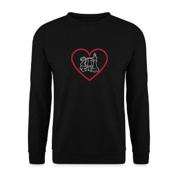 Schach Geschenk Schachspiel Shirt Schachmatt König - Unisex Pullover - Schwarz - Vorne - Alina (178cm) & Michal (187cm)