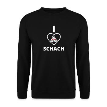 Schach Geschenk Schachspieler I Love Schach - Unisex Pullover - Schwarz - Vorne - Alina (178cm) & Michal (187cm)