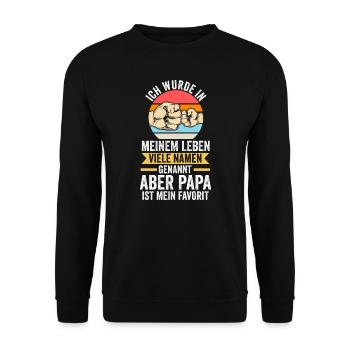 Papa Papa Familie Geschenk - Unisex Pullover - Schwarz - Vorne - Alina (178cm) & Michal (187cm)