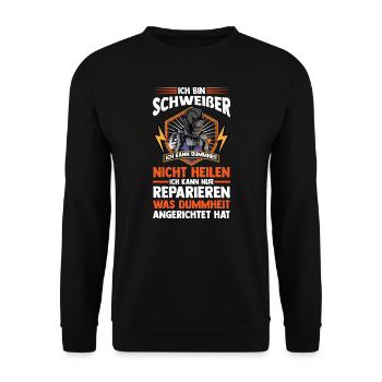 Schweißer Beruf Schweisser Geschenk - Unisex Pullover - Schwarz - Vorne - Alina (178cm) & Michal (187cm)