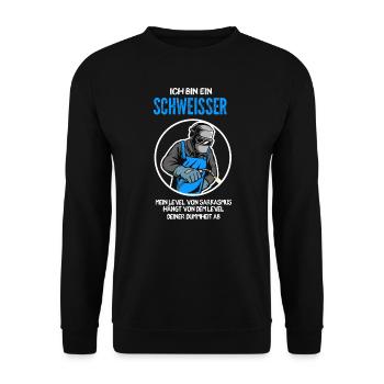 Schweißer Beruf Schweißerei Geschenk - Unisex Pullover - Schwarz - Vorne - Alina (178cm) & Michal (187cm)