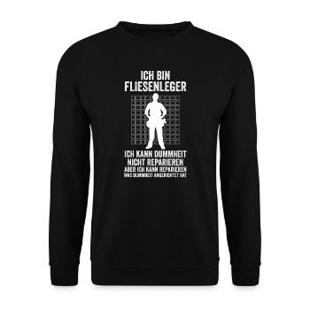 Fliesenleger Beruf Plattenleger Geschenk - Unisex Pullover - Schwarz - Vorne - Alina (178cm) & Michal (187cm)