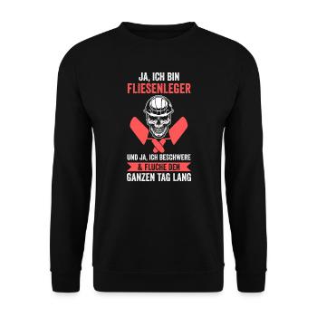 Fliesenleger Beruf Bodenleger Geschenk - Unisex Pullover - Schwarz - Vorne - Alina (178cm) & Michal (187cm)
