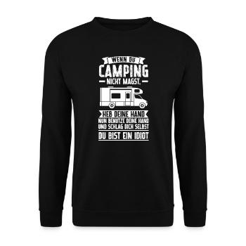 Campen Camping Camping-Liebhaber Geschenk - Unisex Pullover - Schwarz - Vorne - Alina (178cm) & Michal (187cm)