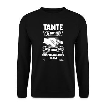 Tante & Nichte Familie Neffe Geschenk - Unisex Pullover - Schwarz - Vorne - Alina (178cm) & Michal (187cm)