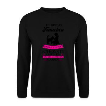 Katze Haustier Katzenliebhaberin Geschenk - Unisex Pullover - Schwarz - Vorne - Alina (178cm) & Michal (187cm)
