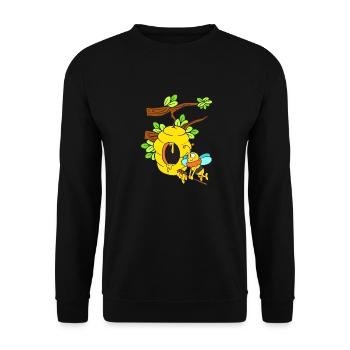 Honeybee with hive on the branch - Unisex Sweatshirt - black - Front - Alina (178cm) & Michal (187cm)
