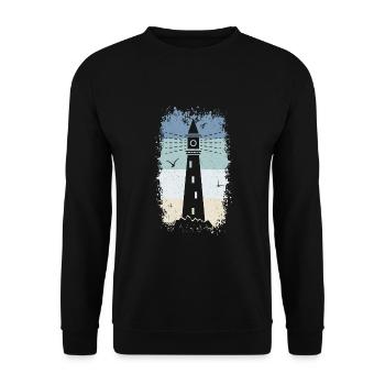 Phare Retro mer nord Baltique côte vacances S - Sweat-shirt Unisexe - noir - Devant - Alina (178cm) & Michal (187cm)