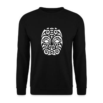 Maori Tattoo in Weiß - einzigartige Design - Unisex Pullover - Schwarz - Vorne - Alina (178cm) & Michal (187cm)
