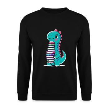 dinosaure livre lecture livres rat de bibliothèque bibliophile - Sweat-shirt Unisexe - noir - Devant - Alina (178cm) & Michal (187cm)